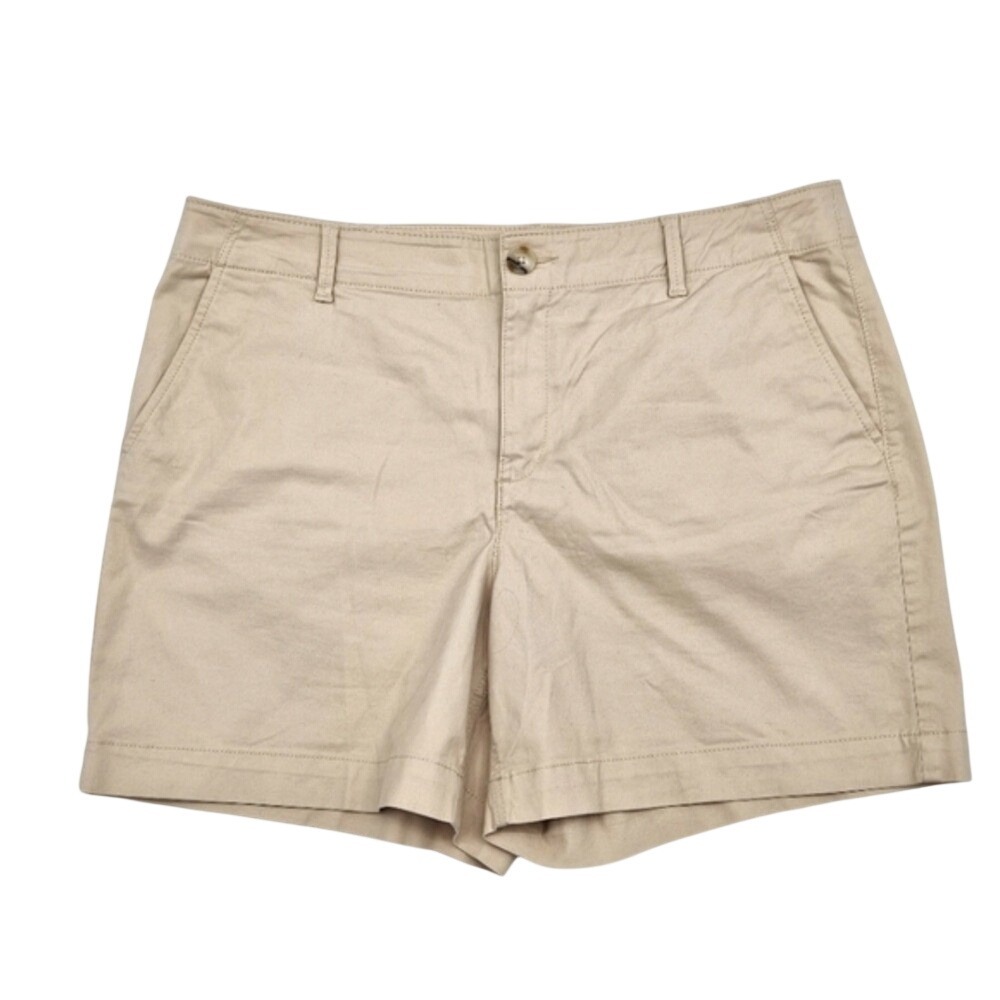 LOFT Womens Khaki Washed Twill Shorts 6 Inch Inseam Tan Chino Size 14